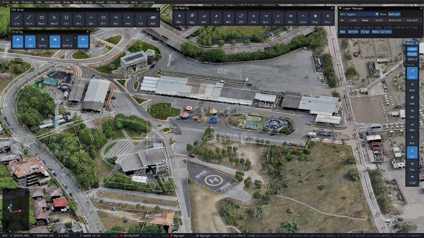 CAD vectors digitized over dense point cloud