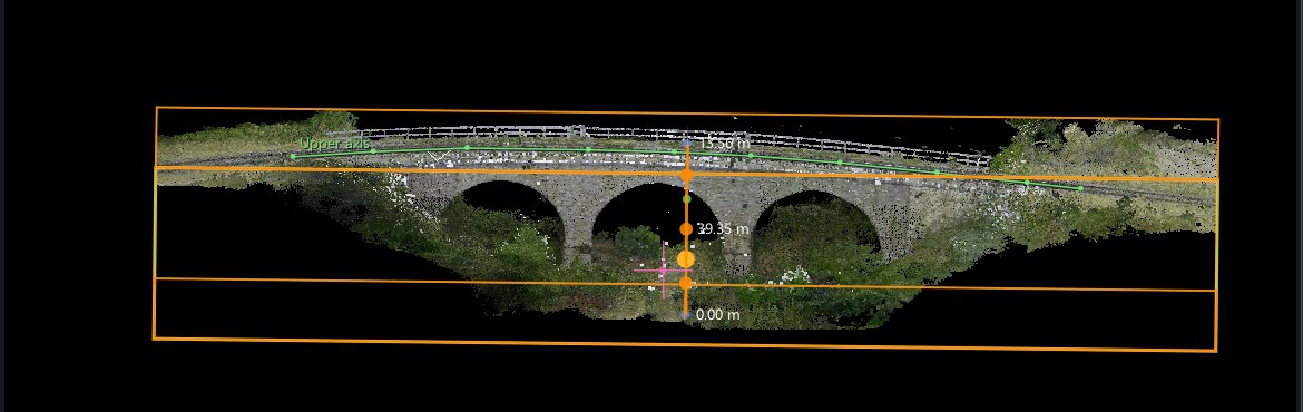 The bridge alone inside its working volume, seen from the front
