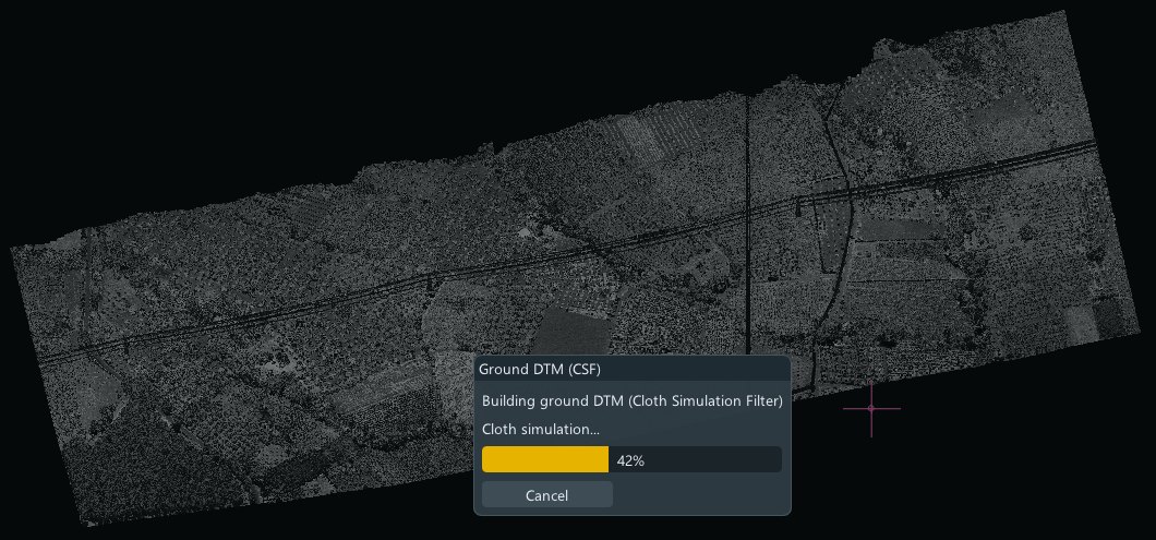 The terrain model being built, with its progress bar