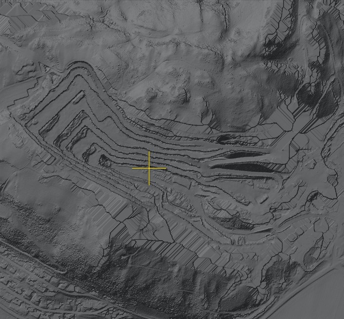 Shaded relief of the quarry benches