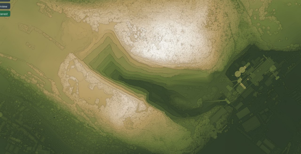 The quarry coloured with a terrain ramp