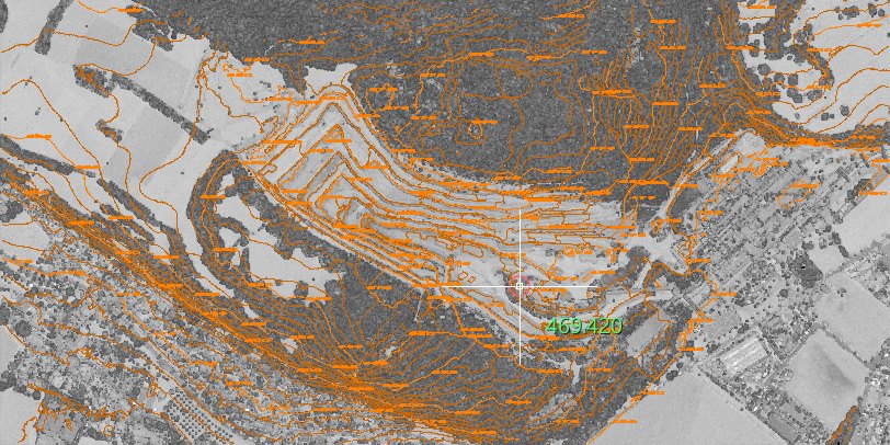 Contour lines drawn over the quarry