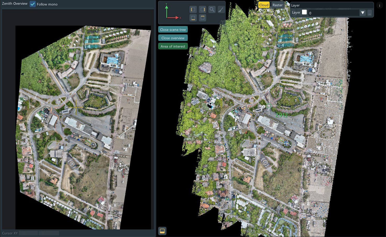 Overview of the town in plan beside the main view