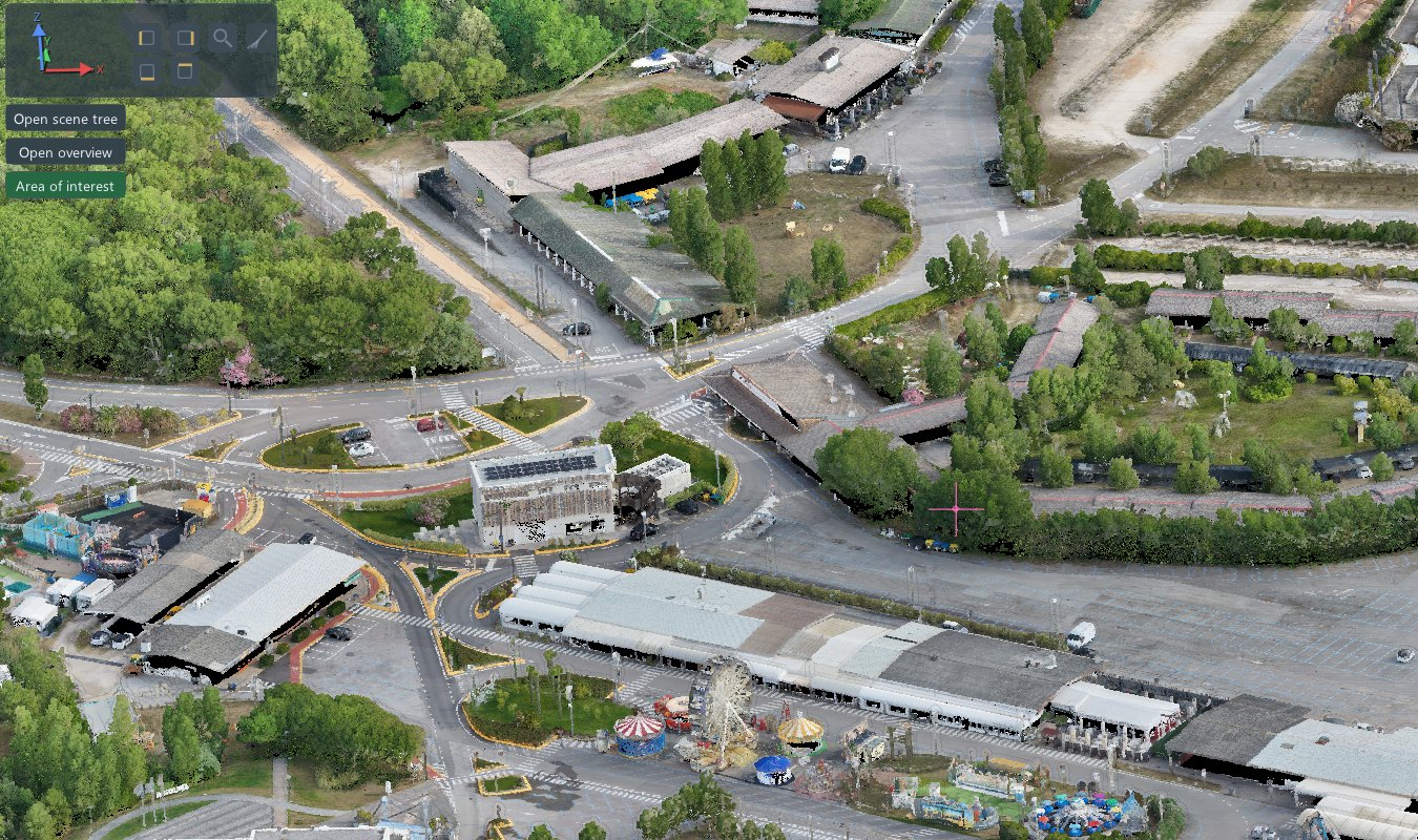 The town seen at an angle, points drawn as surfaces