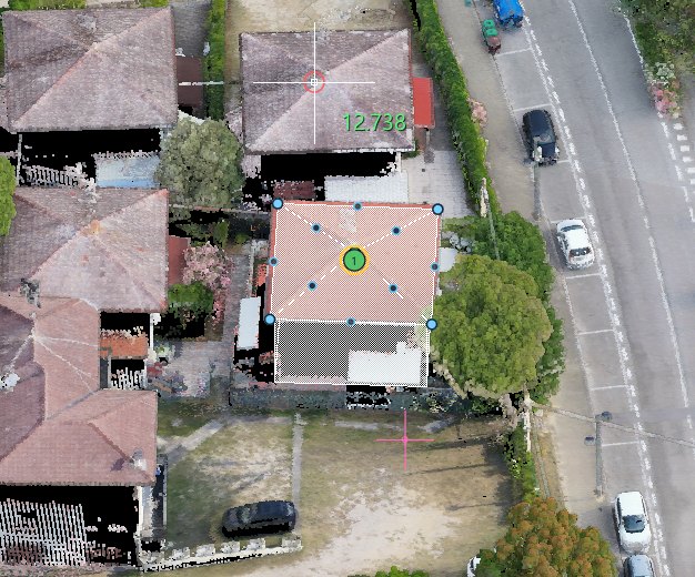 Roof pitches drawn on the cloud, with numbered building