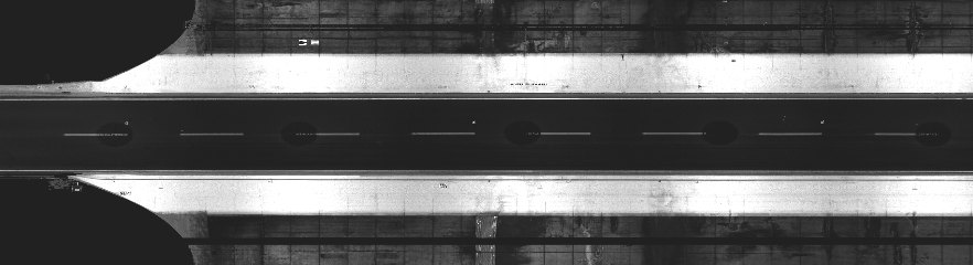 The tunnel lining unrolled into a flat image